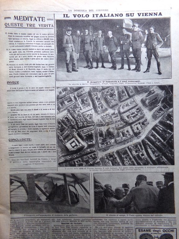 La Domenica del Corriere 25 Agosto 1918 WW1 Lusitania d'Annunzio …