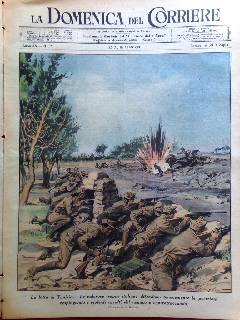 La Domenica del Corriere 25 Aprile 1943 WW2 Cavallo Zacconi …
