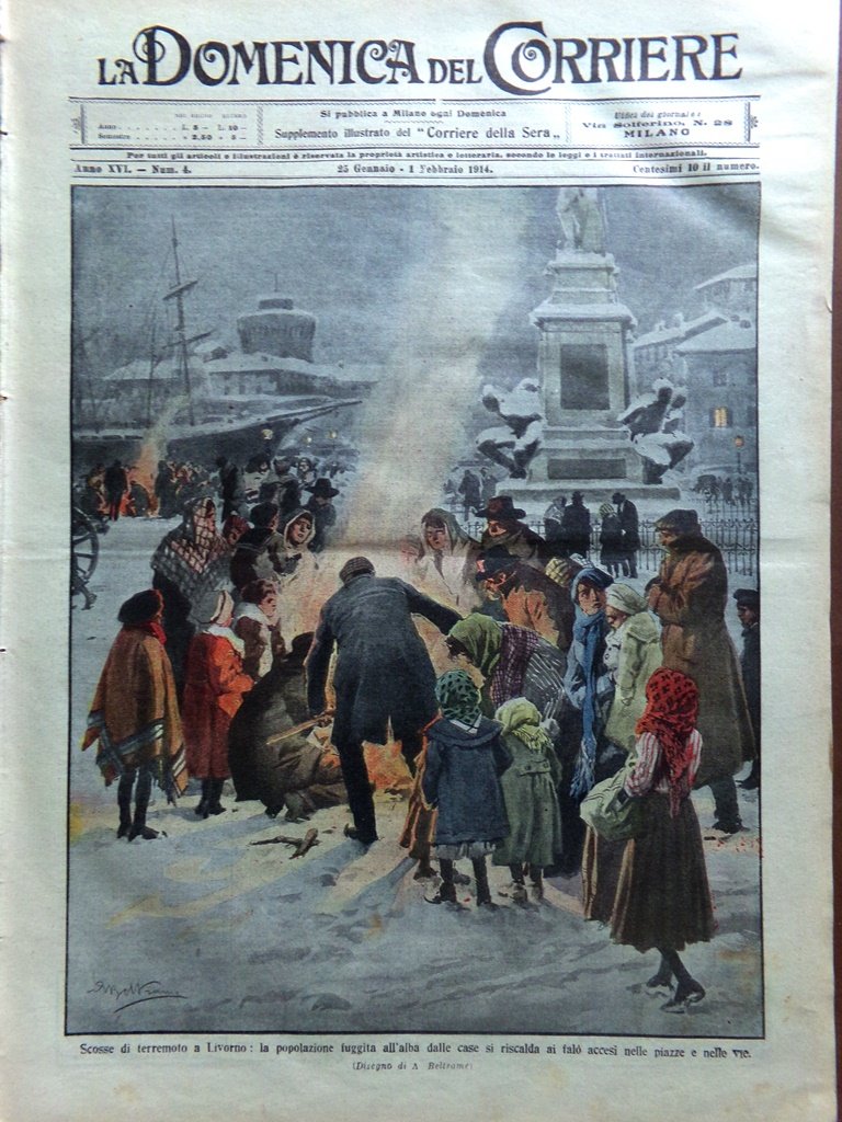 La Domenica del Corriere 25 Gennaio 1914 Sakurajima Carcano Causa …