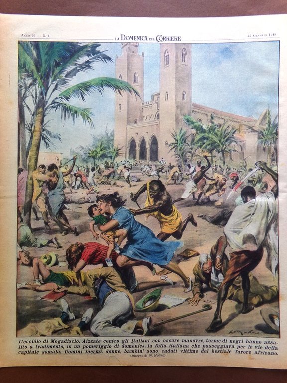 La Domenica del Corriere 25 Gennaio 1948 Sciopero Gandhi Eccidio …