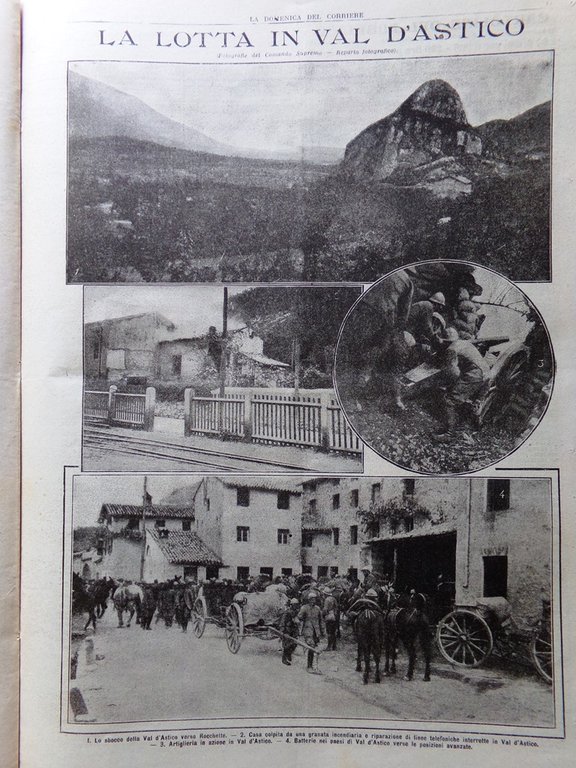 La Domenica del Corriere 25 Giugno 1916 WW1 Val d'Astico …