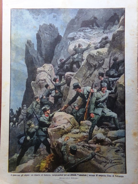 La Domenica del Corriere 25 Luglio 1915 WW1 Carso Monte …