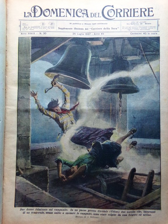 La Domenica del Corriere 25 Luglio 1937 Aviatrici Maori Sempione … | Immagine Gallery 1