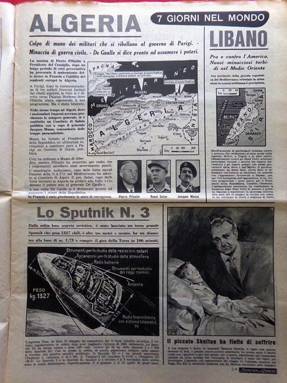 La Domenica del Corriere 25 Maggio 1958 Elezioni Savoia Rococò …