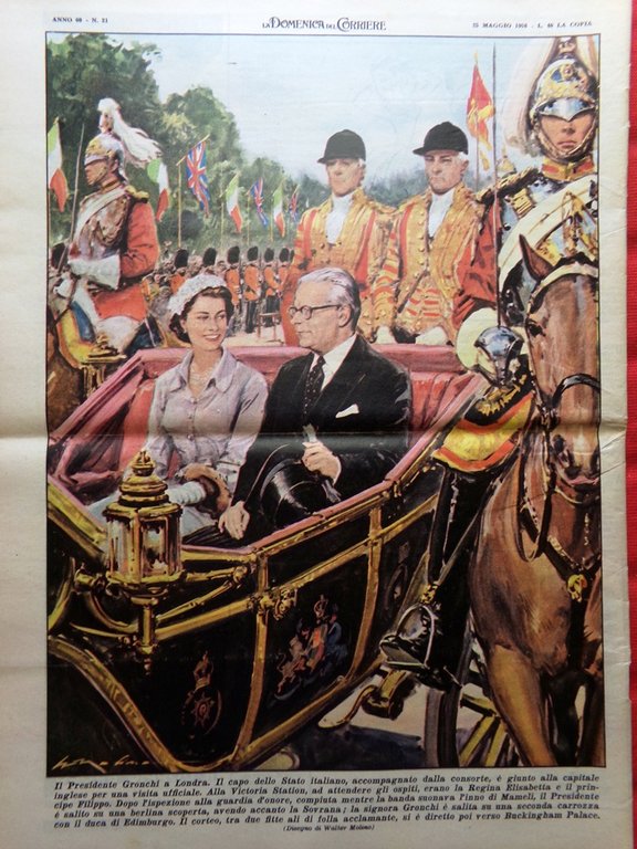 La Domenica del Corriere 25 Maggio 1958 Elezioni Savoia Rococò …