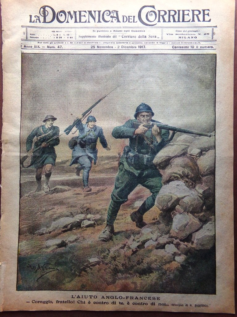 La Domenica del Corriere 25 Novembre 1917 WW1 Sul Piave …