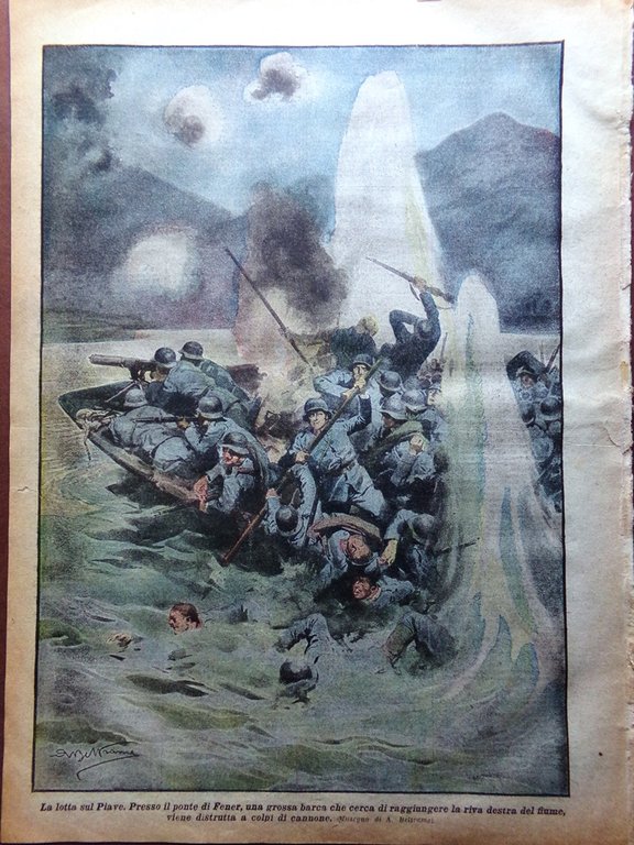 La Domenica del Corriere 25 Novembre 1917 WW1 Sul Piave …