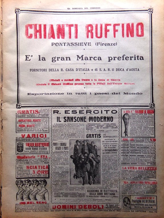 La Domenica del Corriere 25 Novembre 1917 WW1 Sul Piave …