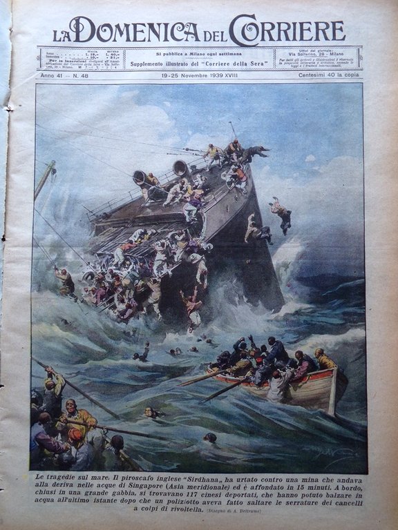 La Domenica del Corriere 25 Novembre 1939 WW2 New York …