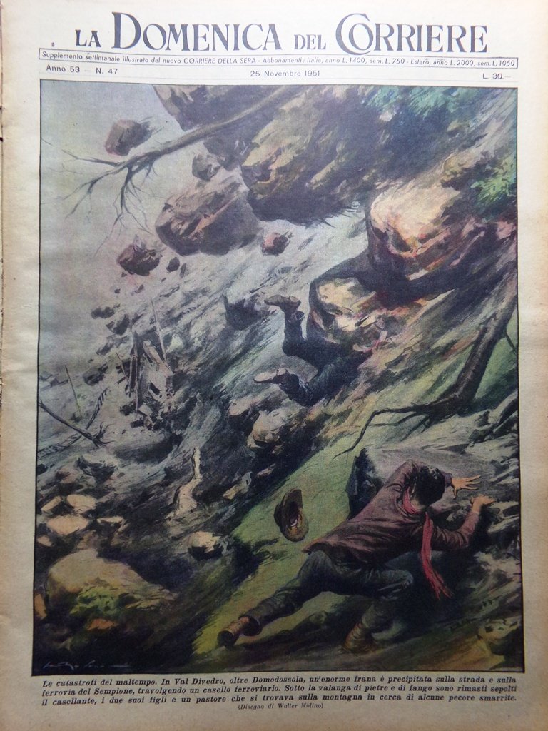 La Domenica del Corriere 25 Novembre 1951 Alluvioni Po Val …