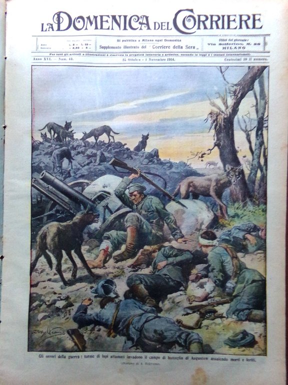 La Domenica del Corriere 25 Ottobre 1914 WW1 Bruges Romania …