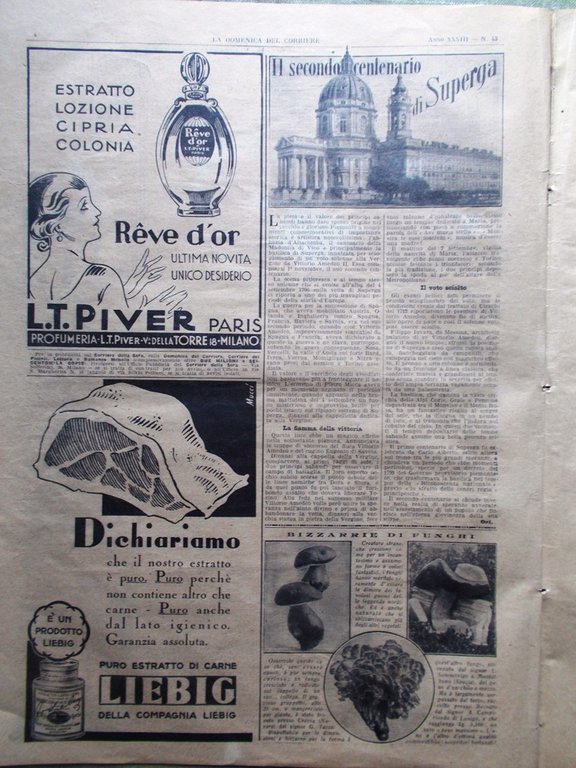 La Domenica del Corriere 25 Ottobre 1931 Centenario di Superga …