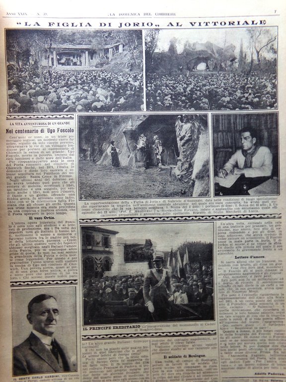 La Domenica del Corriere 25 Settembre 1927 Ugo Foscolo D'Annunzio …
