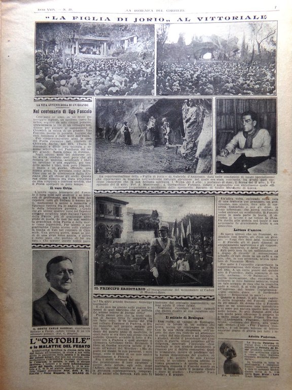 La Domenica del Corriere 25 Settembre 1927 Ugo Foscolo D'Annunzio …