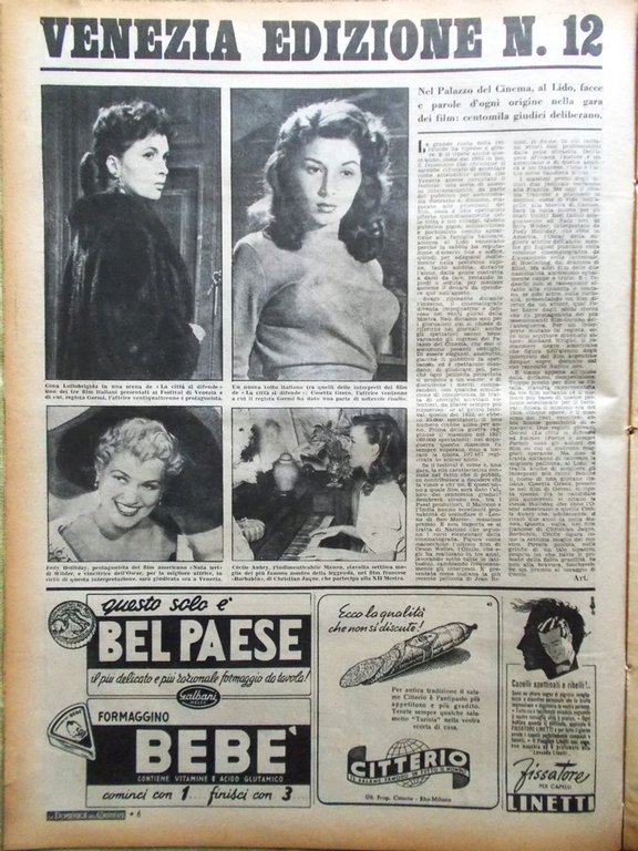 La Domenica del Corriere 26 Agosto 1951 Jouvet Chevallier Notaio …
