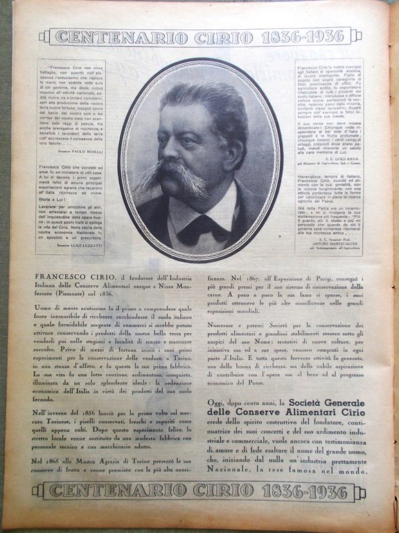 La Domenica del Corriere 26 Aprile 1936 Centenario Cirio Negus …