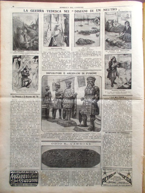 La Domenica del Corriere 26 Dicembre 1915 WW1 Chiapovano Gemito …