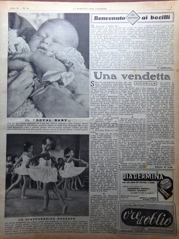 La Domenica del Corriere 26 Dicembre 1948 Principe Carlo Natale …