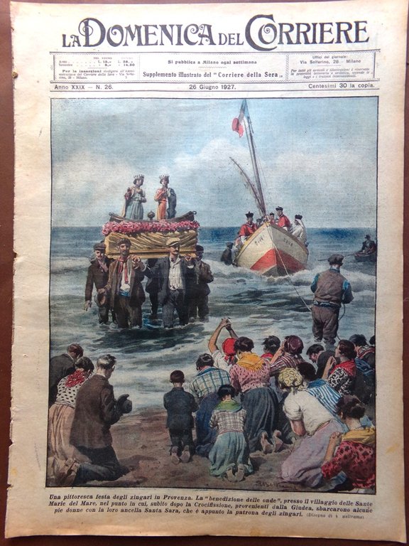 La Domenica del Corriere 26 Giugno 1927 Nuvolari Nozze Marconi …