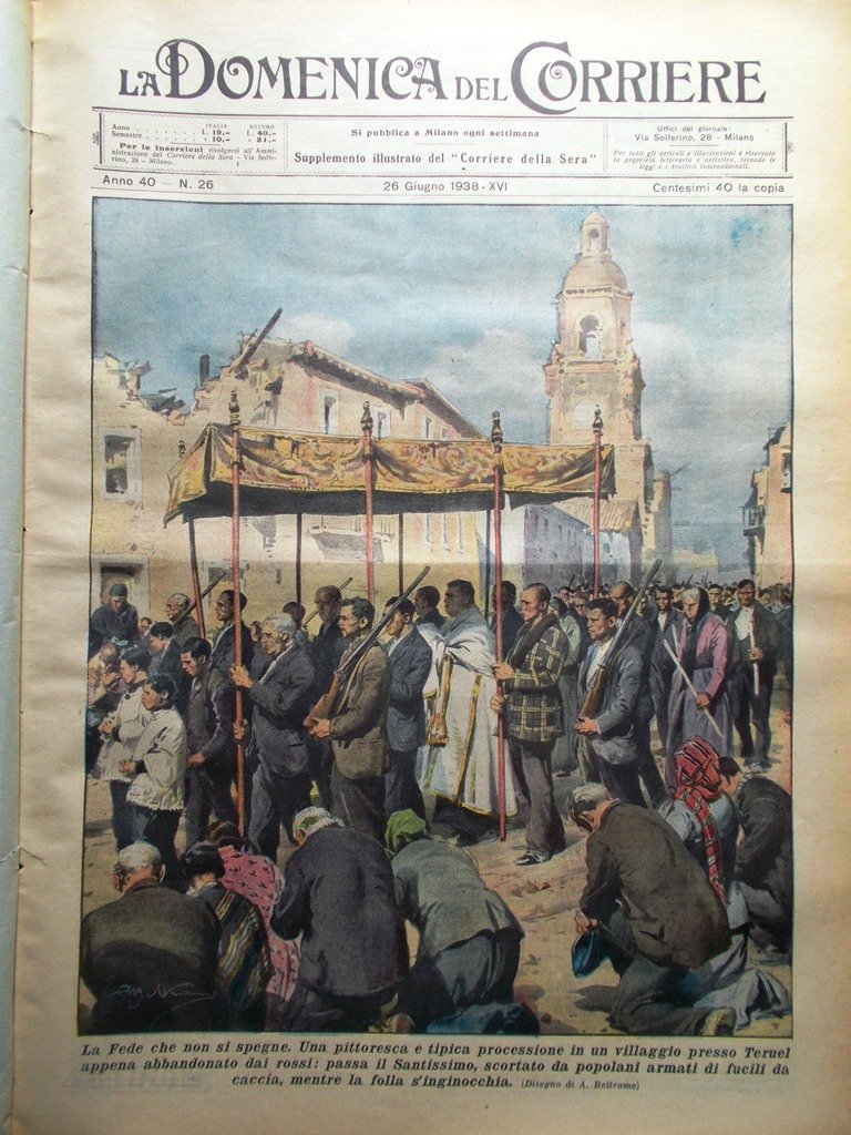La Domenica del Corriere 26 Giugno 1938 Spagna Rossi Rockefeller … | Immagine principale