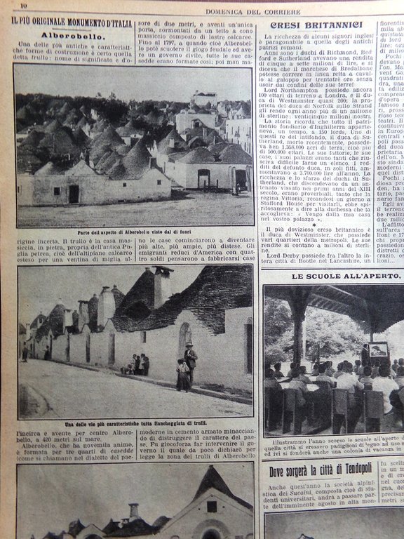 La Domenica del Corriere 26 Luglio 1914 WW1 Alberobello Eritrea …