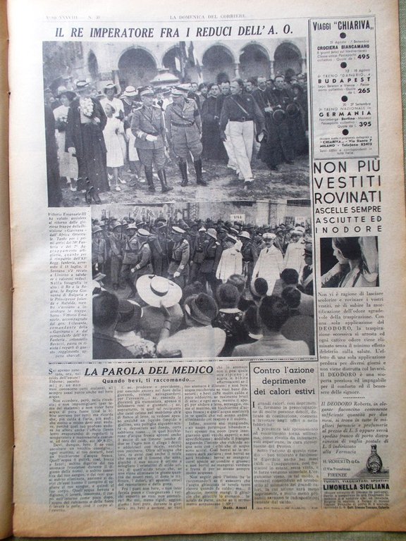 La Domenica del Corriere 26 Luglio 1936 Macbeth Binda Africa …