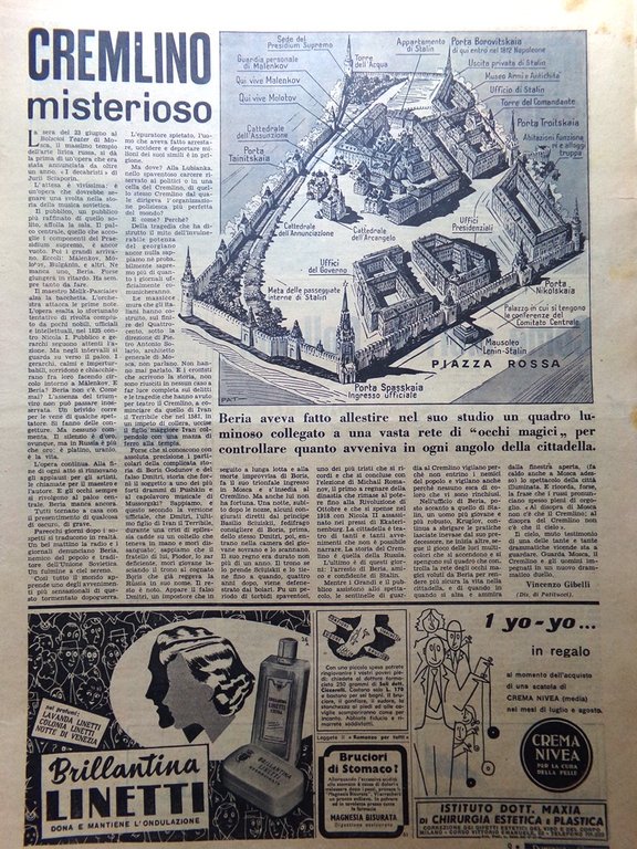 La Domenica del Corriere 26 Luglio 1953 Tour Koblet Cremlino …