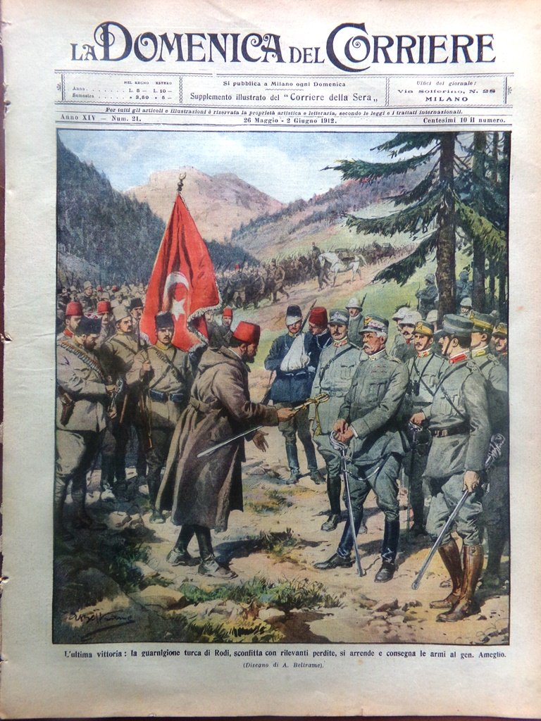 La Domenica del Corriere 26 Maggio 1912 Resa di Rodi … | Immagine principale