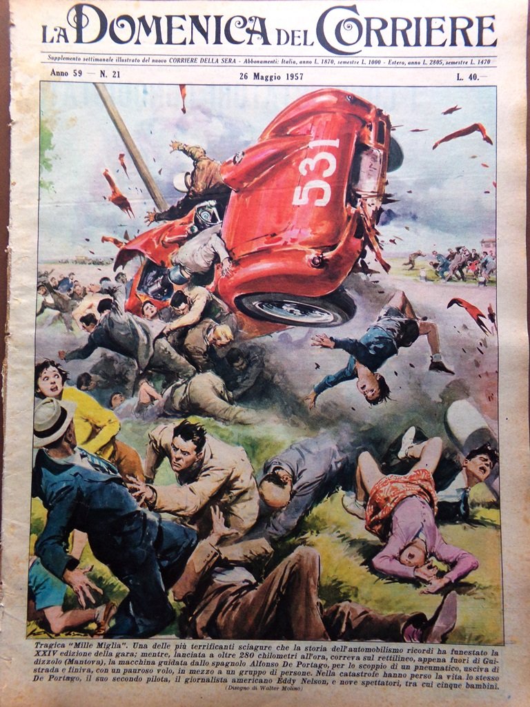 La Domenica del Corriere 26 Maggio 1957 Tragedia Mille Miglia … | Immagine principale