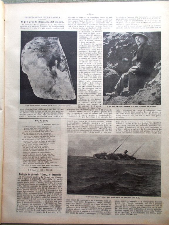 La Domenica del Corriere 26 Marzo 1905 Diamante Miniera Galles …