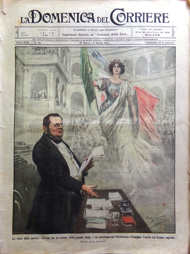 La Domenica del Corriere 26 Marzo 1911 Anniversario Unità d'Italia …