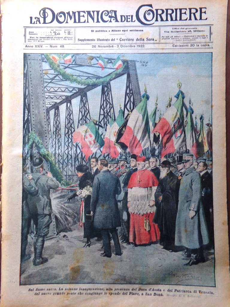 La Domenica del Corriere 26 Novembre 1922 San Donà Cacciatori …