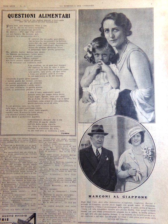 La Domenica del Corriere 26 Novembre 1933 Duce Malibran Marconi …