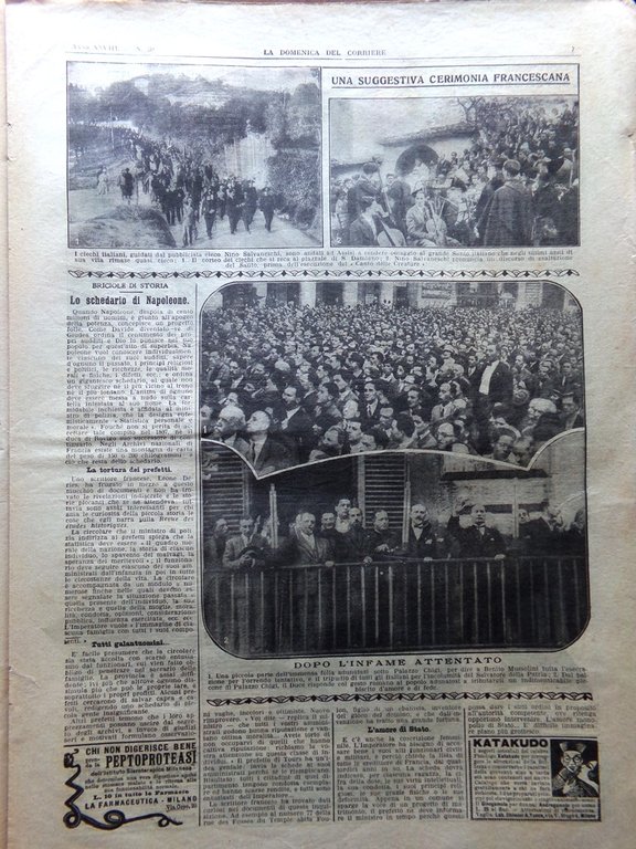 La Domenica del Corriere 26 Settembre 1926 Valentino Amuleti Sisto …