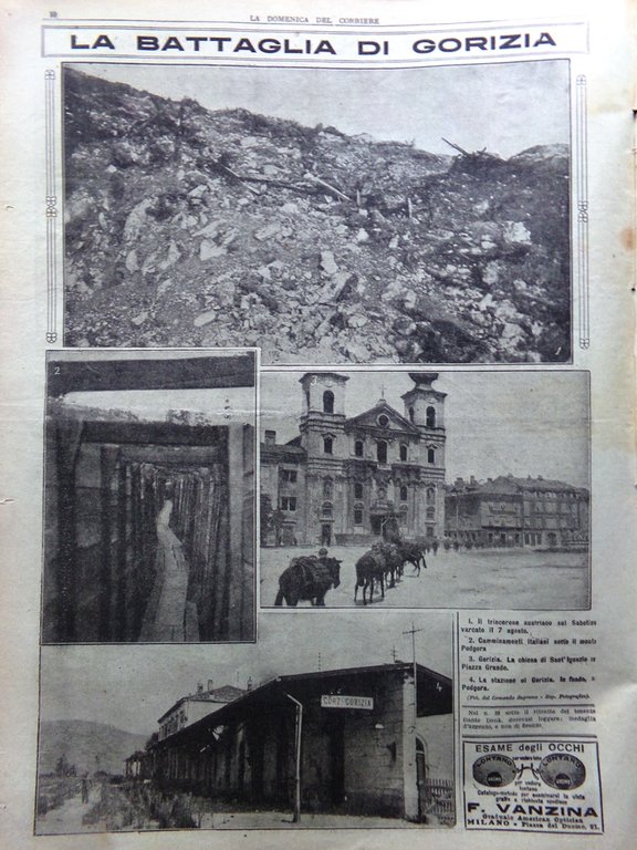 La Domenica del Corriere 27 Agosto 1916 WW1 Battaglia Gorizia …
