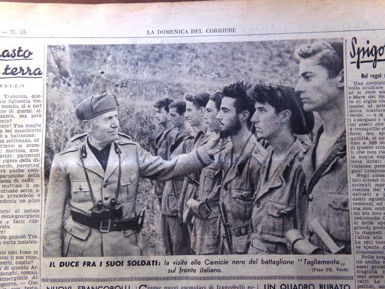 La Domenica del Corriere 27 Agosto 1944 WW2 Duce Soldati …