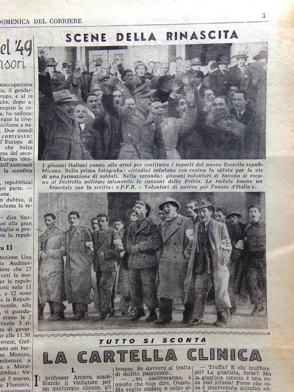 La Domenica del Corriere 27 Febbraio 1944 WW2 Bombe Montecassino …