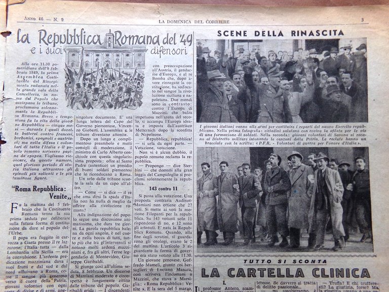La Domenica del Corriere 27 Febbraio 1944 WW2 Bombe Montecassino …