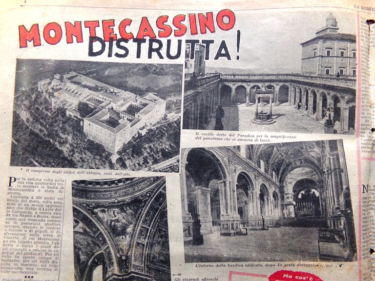 La Domenica del Corriere 27 Febbraio 1944 WW2 Bombe Montecassino …