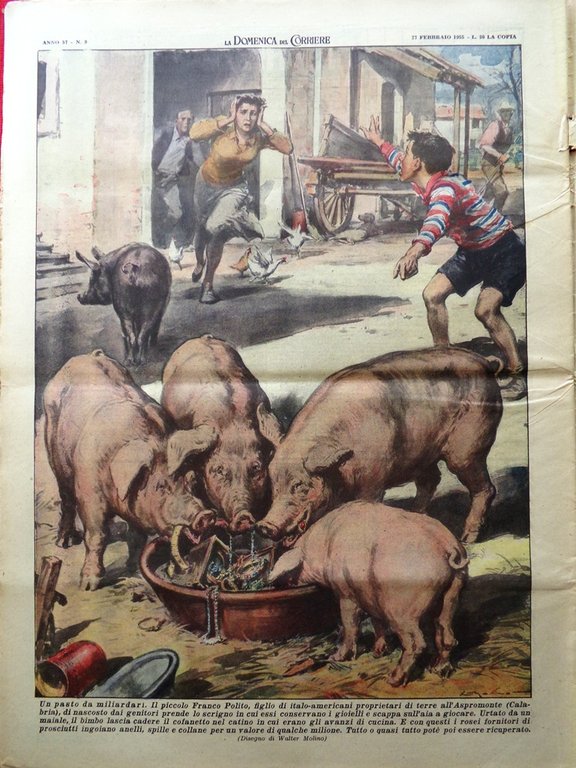 La Domenica del Corriere 27 Febbraio 1955 Uomo Piltdown Petrolio …