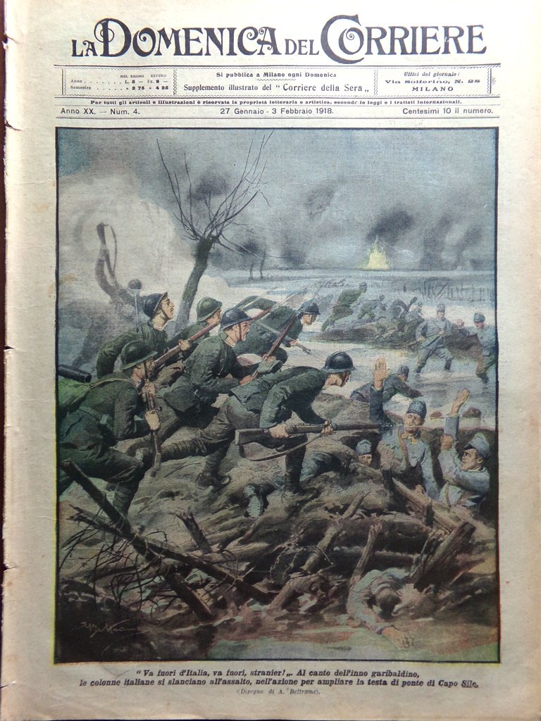 La Domenica del Corriere 27 Gennaio 1918 WW1 Castelnuovo Veneto …