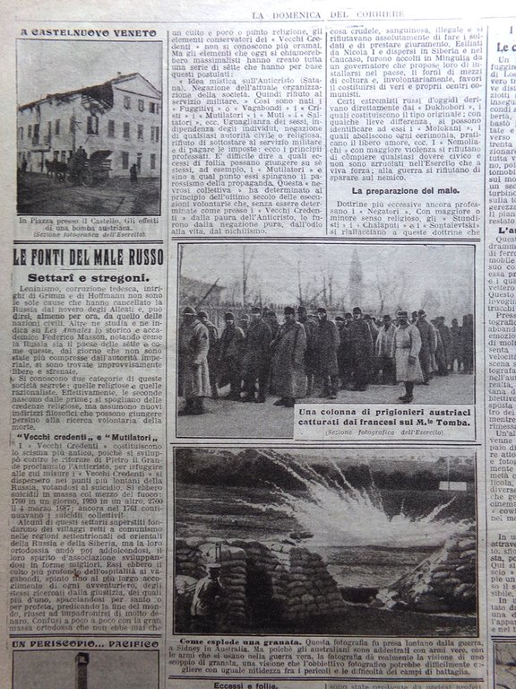 La Domenica del Corriere 27 Gennaio 1918 WW1 Castelnuovo Veneto …