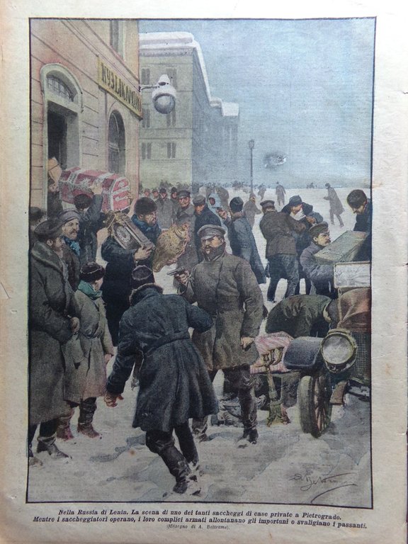 La Domenica del Corriere 27 Gennaio 1918 WW1 Castelnuovo Veneto …