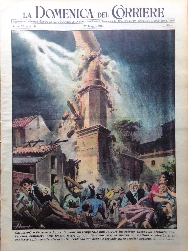 La Domenica del Corriere 27 Maggio 1951 Tarzan Magni Terremoti …