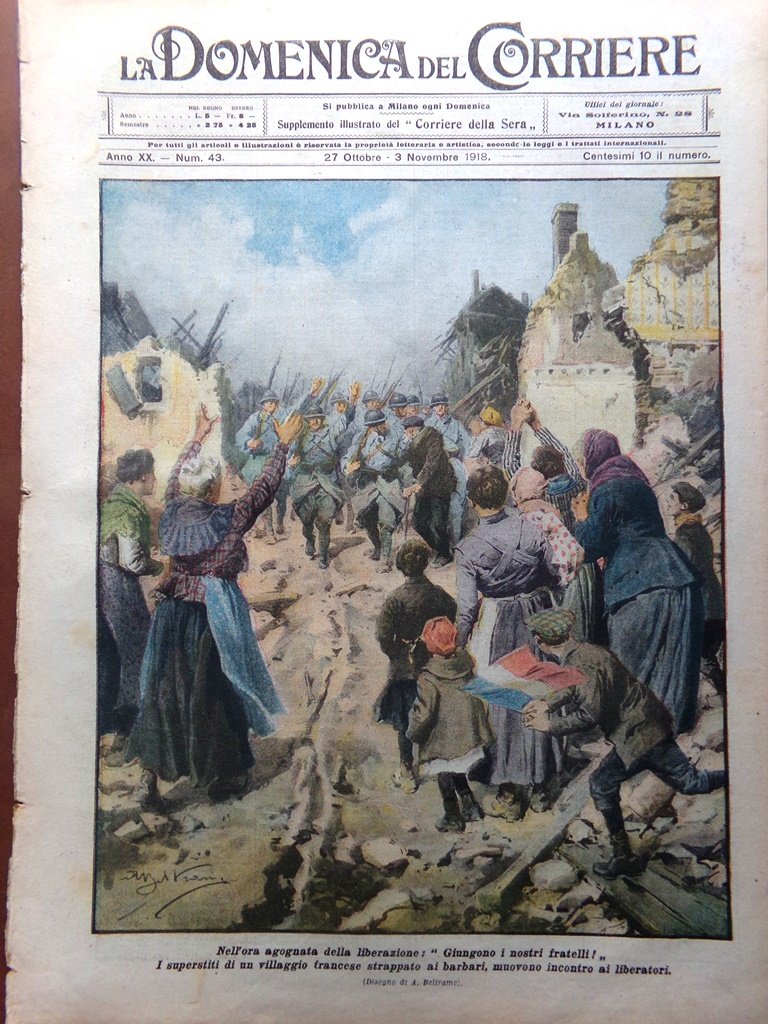 La Domenica del Corriere 27 Ottobre 1918 WW1 Francia Belgio …