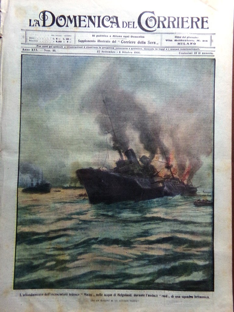 La Domenica del Corriere 27 Settembre 1914 WW1 Papa Liegi …