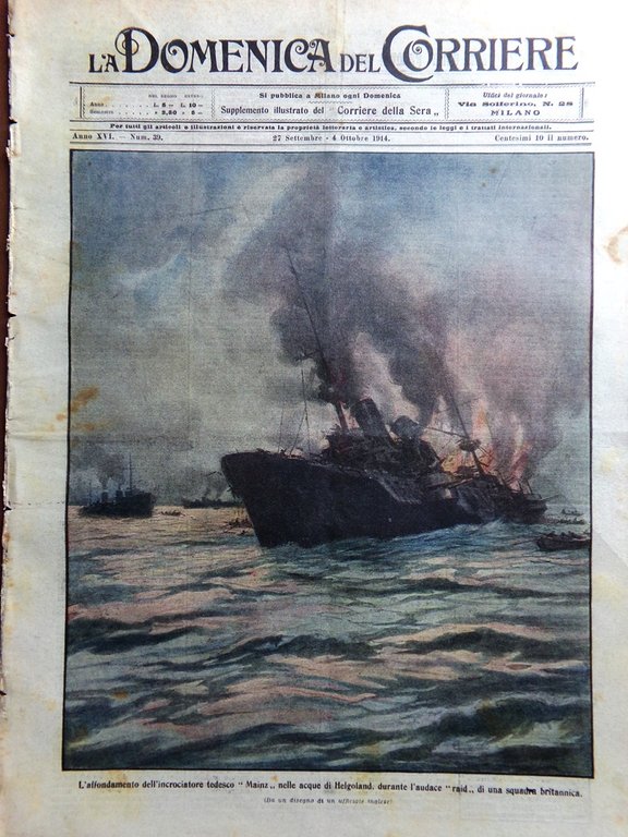 La Domenica del Corriere 27 Settembre 1914 WW1 Papa Liegi …