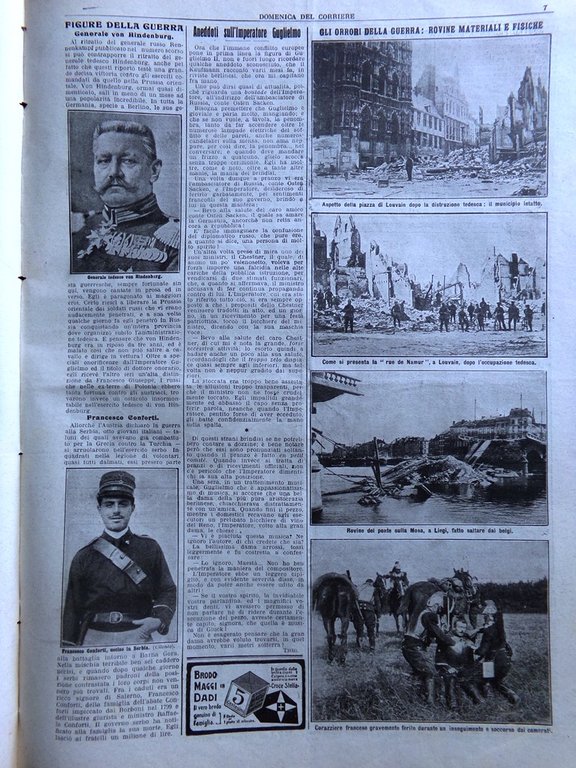 La Domenica del Corriere 27 Settembre 1914 WW1 Papa Liegi …