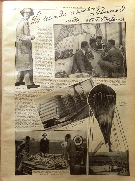 La Domenica del Corriere 28 Agosto 1932 Piccard Raffaello Vegetariani …