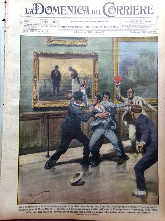 La Domenica del Corriere 28 Agosto 1932 Piccard Raffaello Vegetariani …